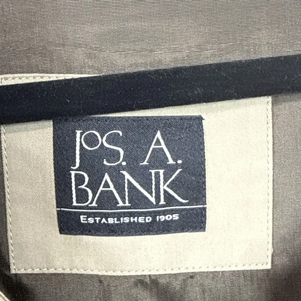 (W3) Jos A Bank Mens Trench Coat Size 40S Beige Removable Lining